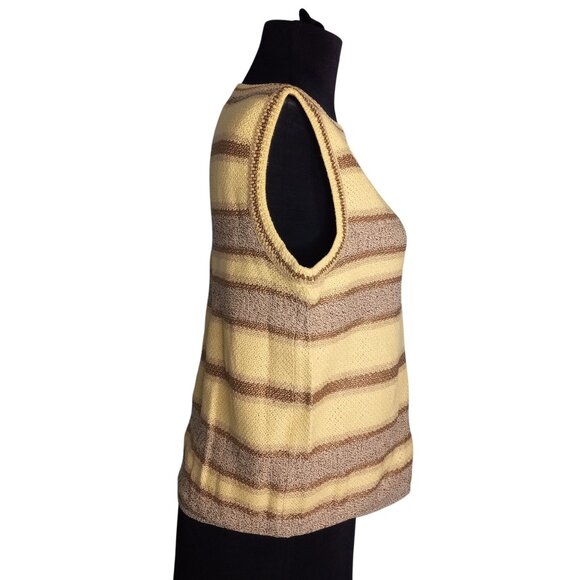 St John Sport Marie Gray P Sweater Shell Tank Top Santana Knit Striped Metallic - Picture 4 of 11